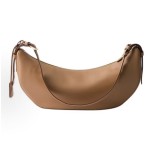 PRADA Demi-lune enamel triangular metal logo single-shoulder bag for large women in caramel color